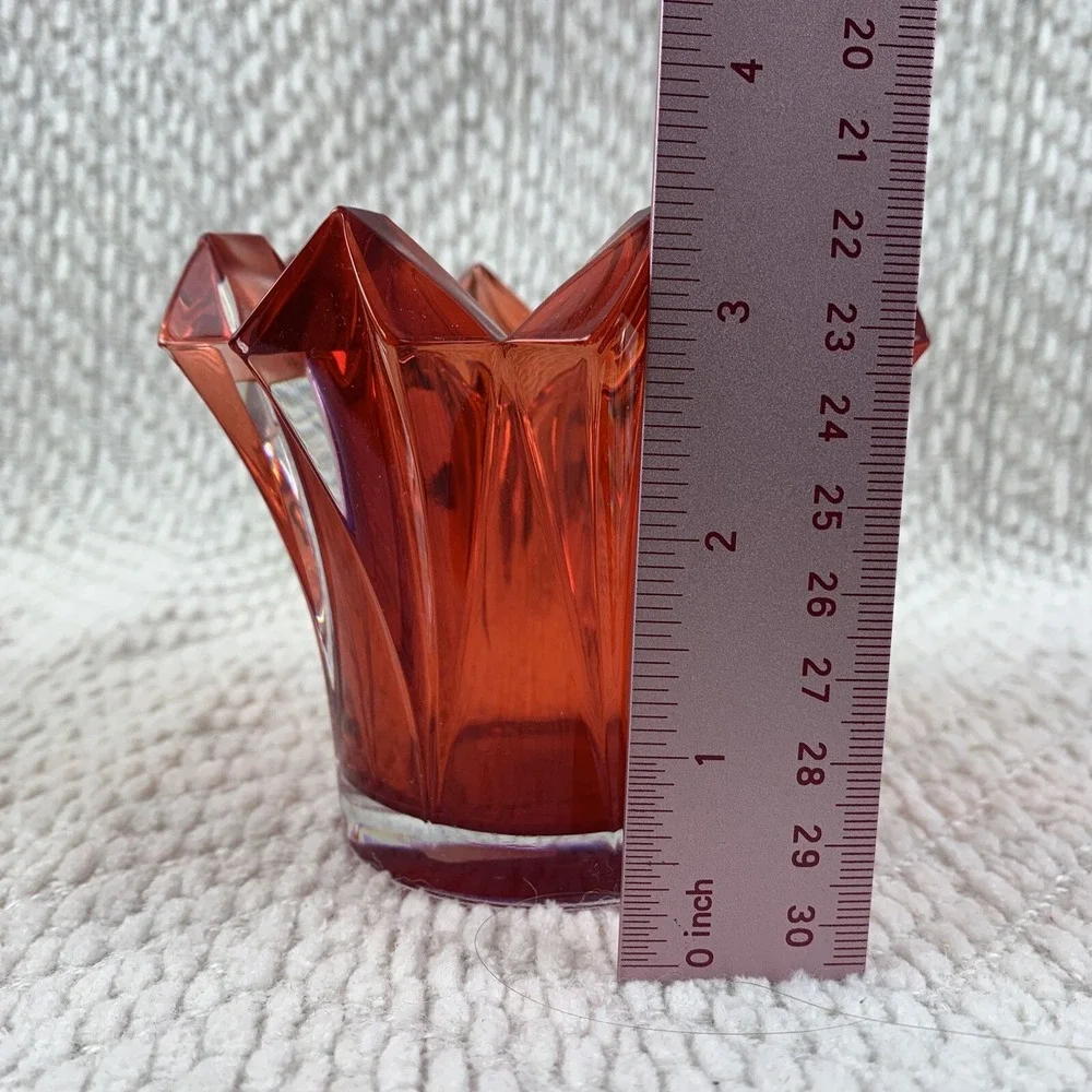 Mikasa Skyline Red Votive Candle Holder‎ Heavy Lead Crystal Czech Republic 3.25